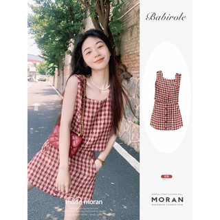 [Order] Set áo ba lỗ chân váy chữ A màu đỏ kẻ Caro hàng QCCC