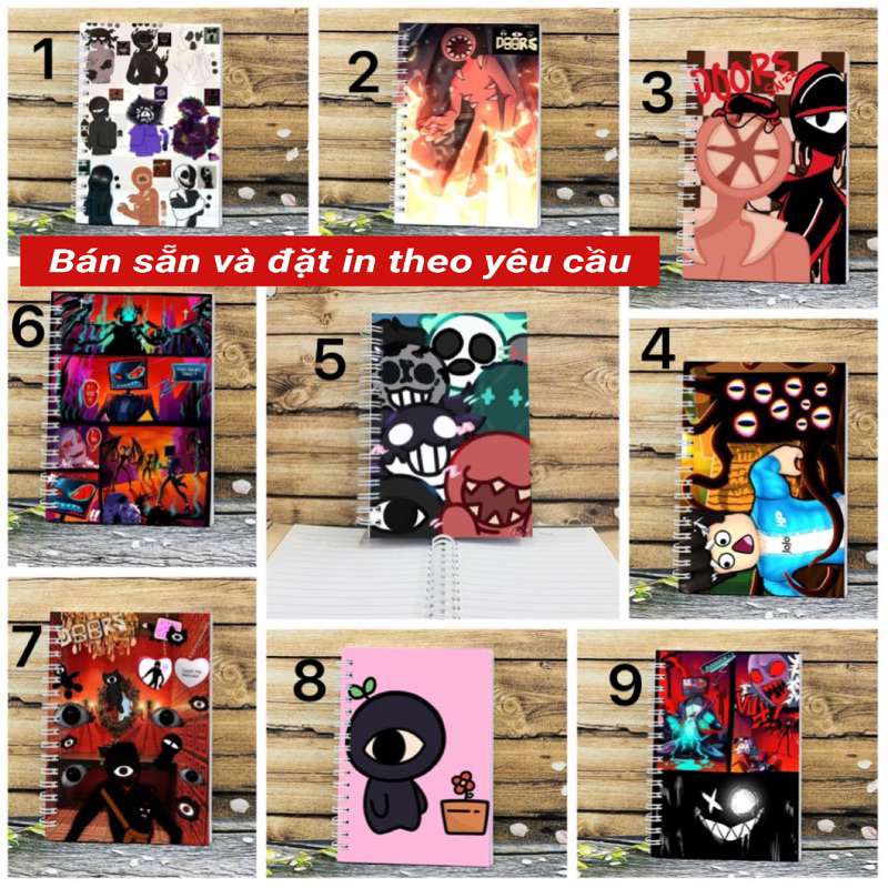 Sổ tay Roblox Doors Ambush figure seek hide Rush Eyes Halt Jack Glitch/ Sổ viết Game Sổ Roblox Doors