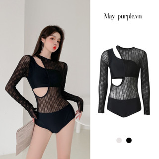 [ HOẢ TỐC - HN Maypurple.vn] Bikini liền thân co giãn tay dài phong cách Hàn Quốc thời trang cho nữ
