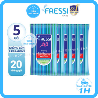 KHĂN ƯỚT FRESSI CARE ALL 20 Miếng - Lốc 5 Gói - Khăn Giấy Ướt Chăm Sóc Gia