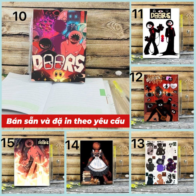 sổ hình Roblox Doors Ambush figure seek hide Rush Eyes Halt Jack Glitch tặng kèm bút/sổ tay Roblox D