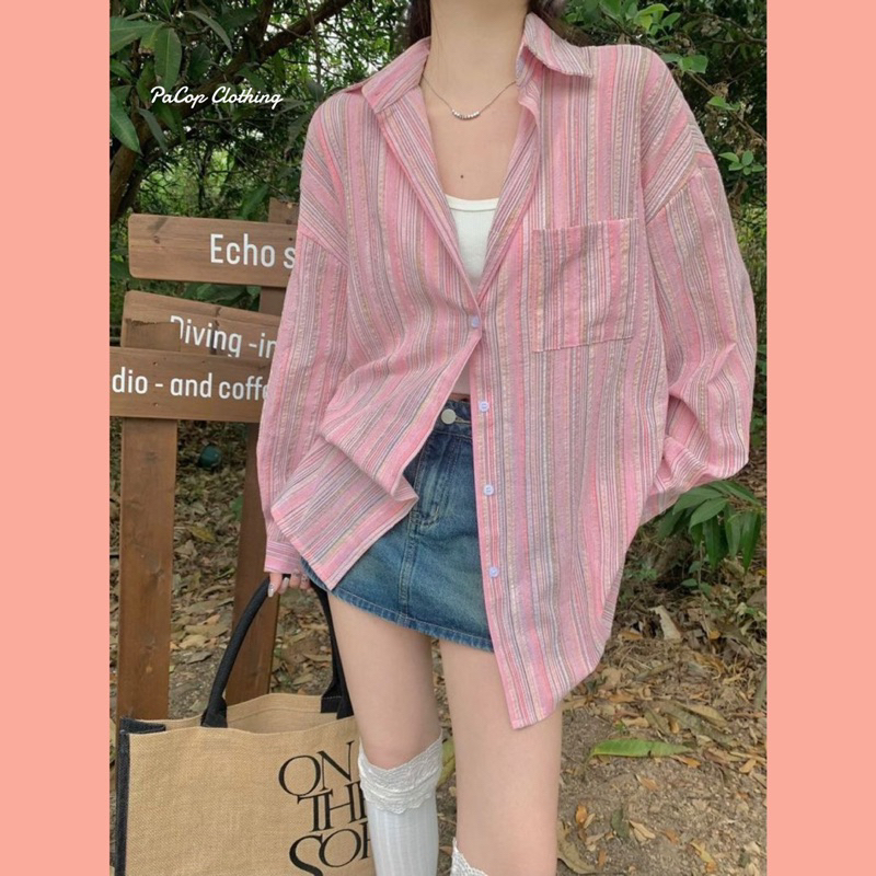 Áo Sơ Mi Nữ Form Dáng Oversize Giấu Quần Phong Cách Hàn Quốc .