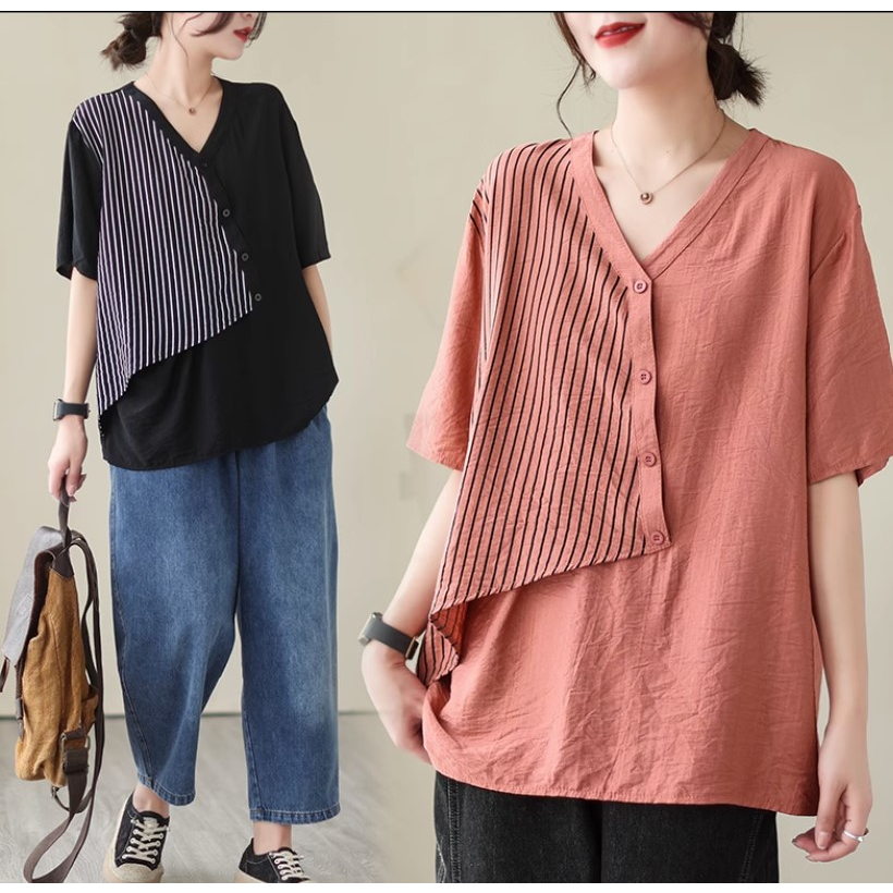 A474 Áo bigsize freesize hai vạt kiểu dáng trẻ trung mới lạ hàng quảng châu