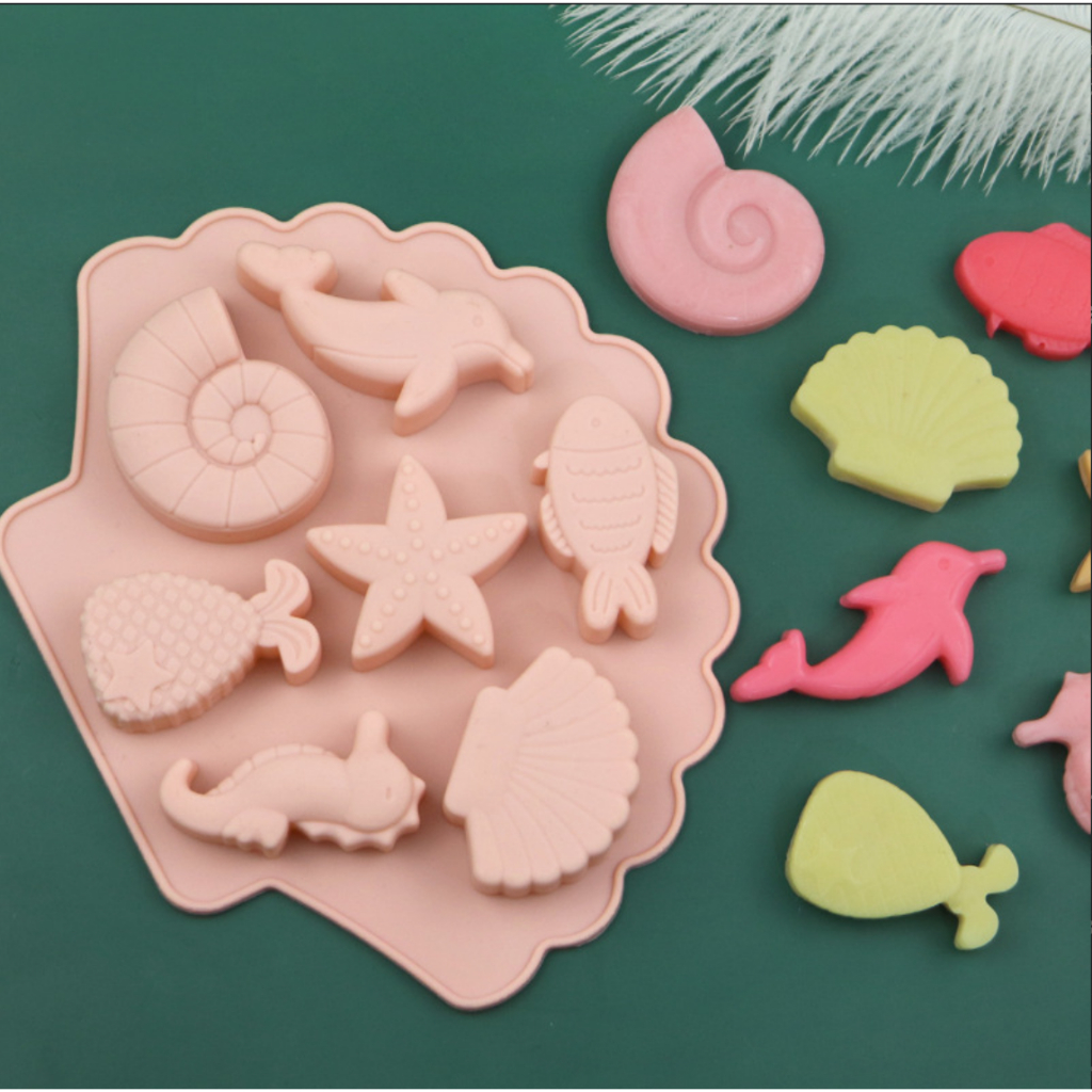 HCM-Khuôn Silicon Động Vật Biển Dễ Thương Làm Socola, Đậu Hũ Non, Thạch Rau câu, Pudding CAKESHOP