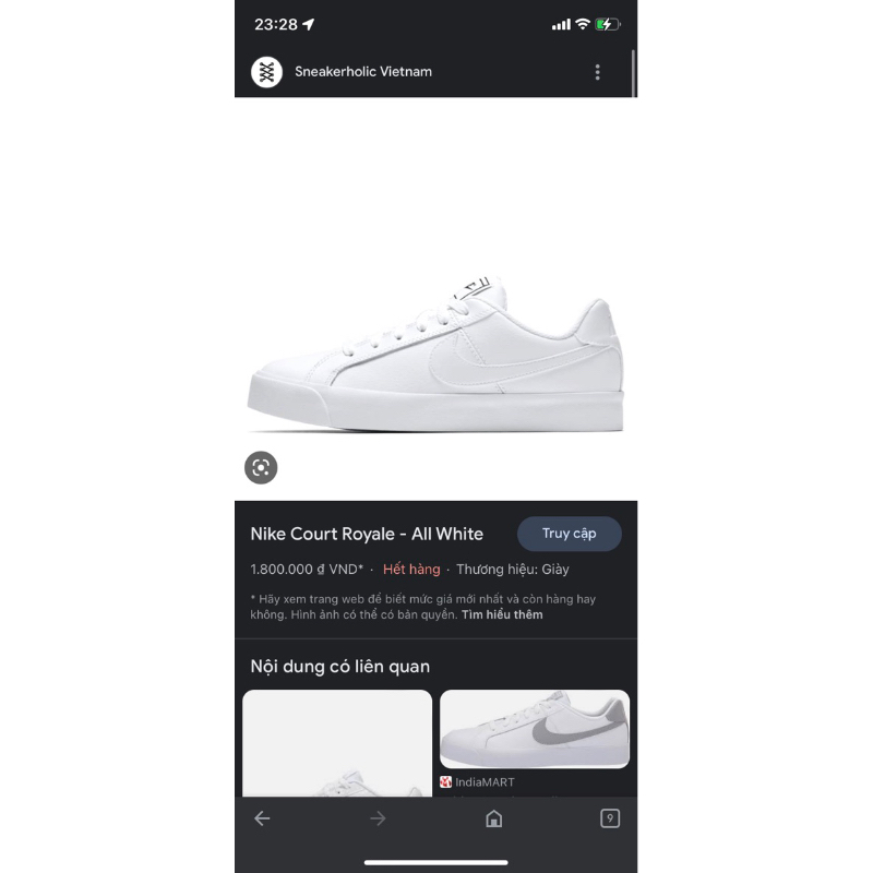 Giày si hiệu NI.KE Court Royale & NI.KE Ebernon All White