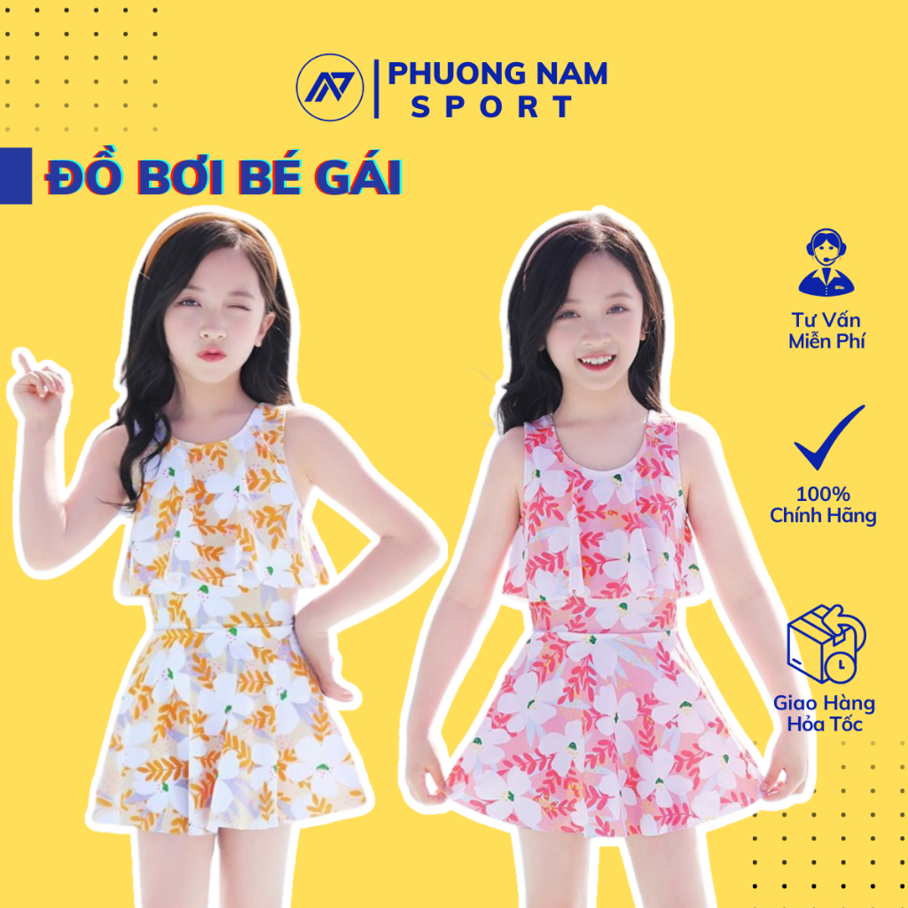 Đồ bơi bé gái kiểu dáng HÀN QUỐC xinh xắn đáng yêu chính hãng cho bé từ 1 tuổi đến size đại