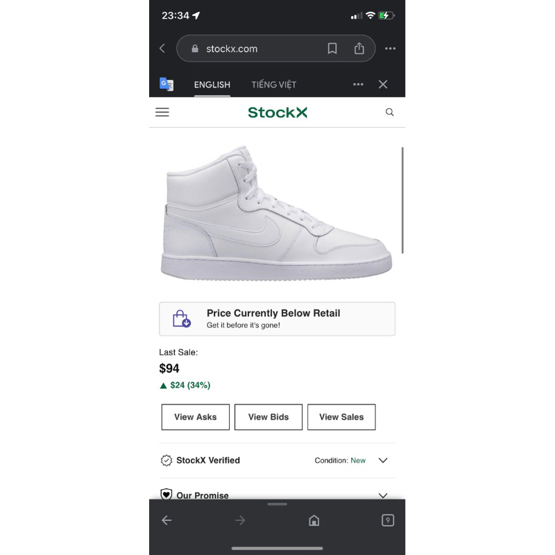 Giày si hiệu NI.KE Court Royale & NI.KE Ebernon All White