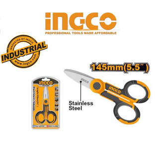 Kéo cắt đa năng, kéo thợ điện 145mm tay cầm cao su tpr ingco hes02855