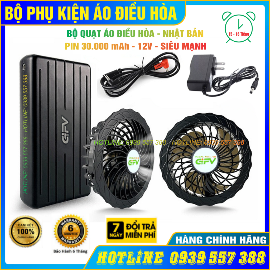 ÁO ĐIỀU HÒA CHÍNH HÃNG NHẬT BẢN PIN 30.000mAh - QUẠT 12V SIÊU MẠNH, ÁO QUẠT LÀM MÁT CHỐNG NẮNG NÓNG BẢO HỘ LAO ĐỘNG