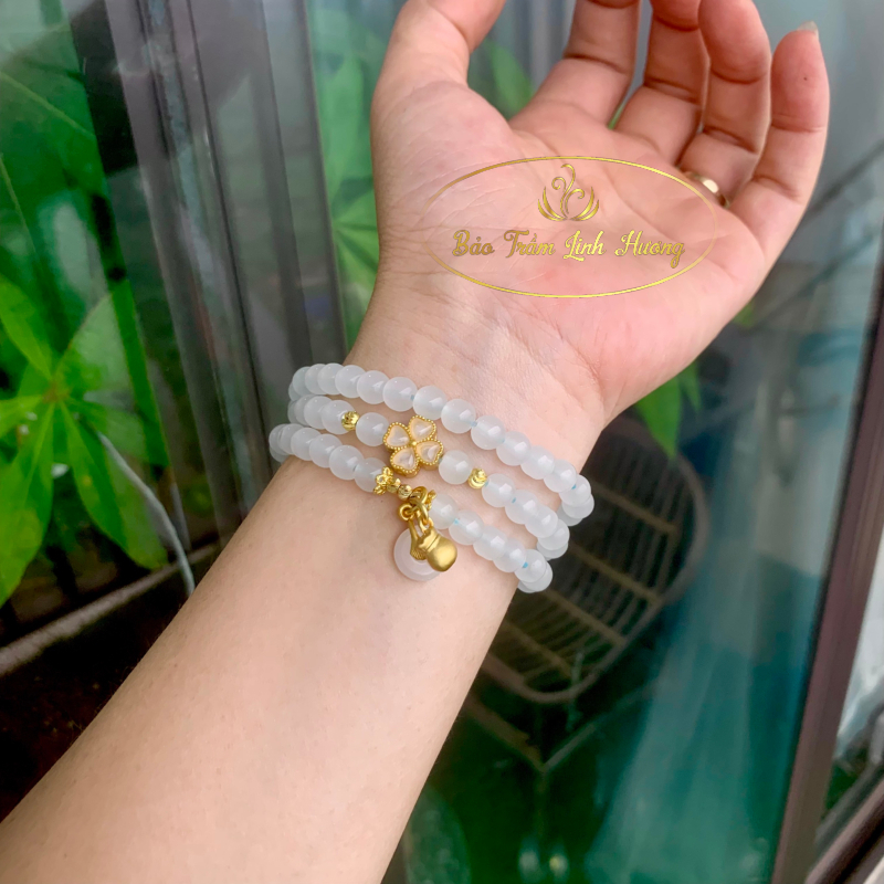 Chuỗi Hạt Vòng Tay Đá Phong Thủy - BẢO TRẦM LINH HƯƠNG Đeo Cổ 81 Đá Mix Charm Đủ Màu Hợp Mệnh Cao Cấp - Quà Tăng Nam Nữ