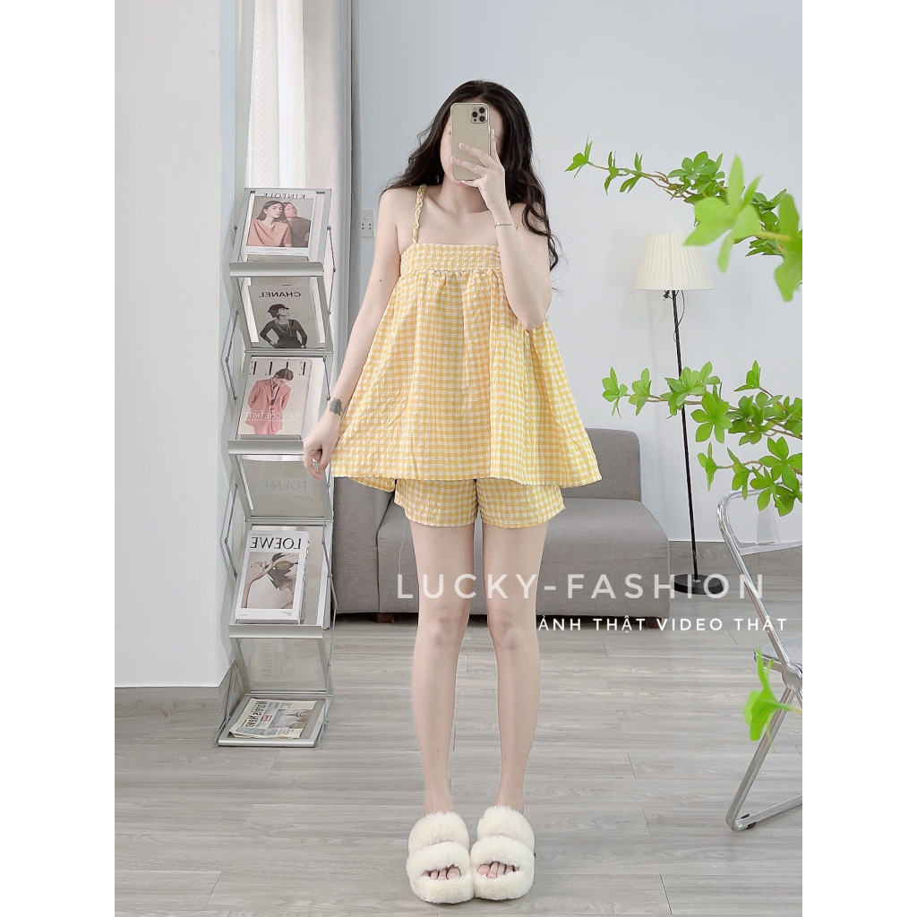 Sét áo hai dây thiết kế, mặc nhà, mặc đi chơi vô cùng thoải má, from dáng che khuyết điểm-LP ảnh thật