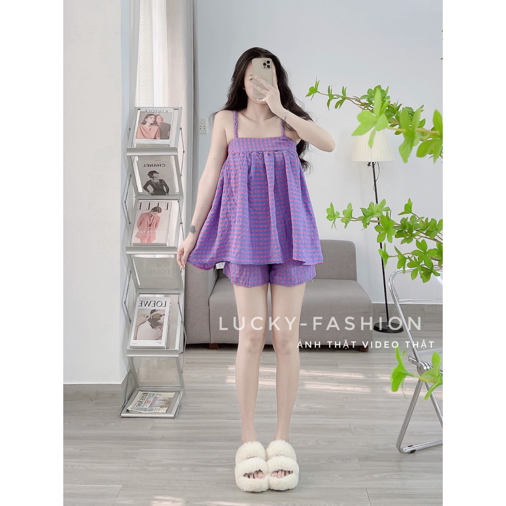 Sét áo hai dây thiết kế, mặc nhà, mặc đi chơi vô cùng thoải má, from dáng che khuyết điểm-LP ảnh thật