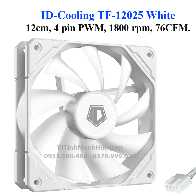Quạt ID-Cooling TF-12025  Black / White, không Led, 12cm, 4 pin PWM, 1800 rpm, 76CFM.