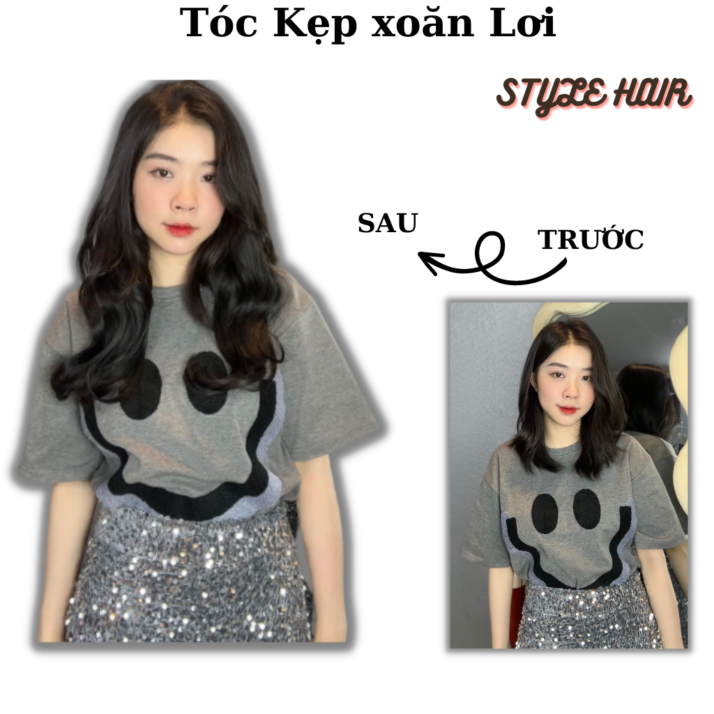 Tóc giả kẹp nửa đầu xoăn lơi máy bay cao cấp  Tóc giả kẹp dải xoăn dài 60cm