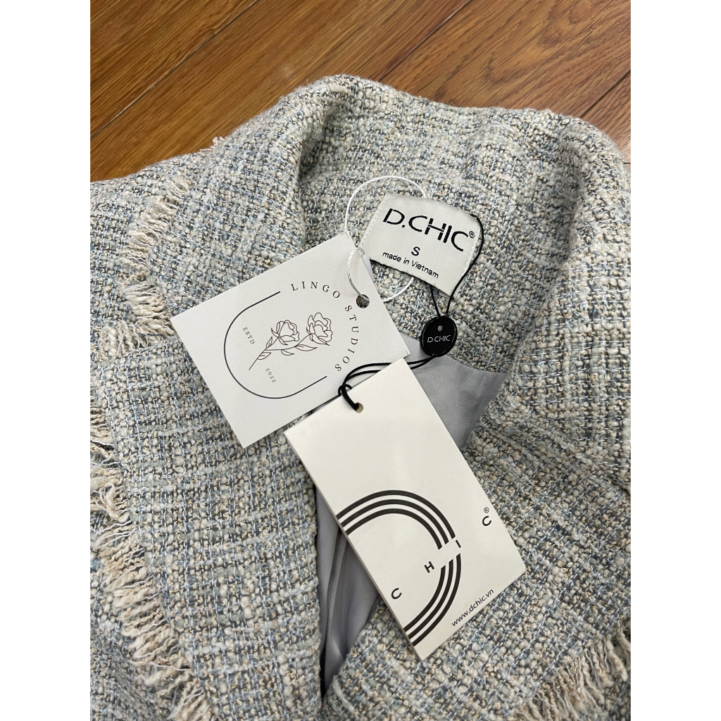 S2005 New nguyên tag Set áo váy DCHIC Hàng hiệu chính hãng thời trang nữ màu xanh size S thanh lý ký gửi