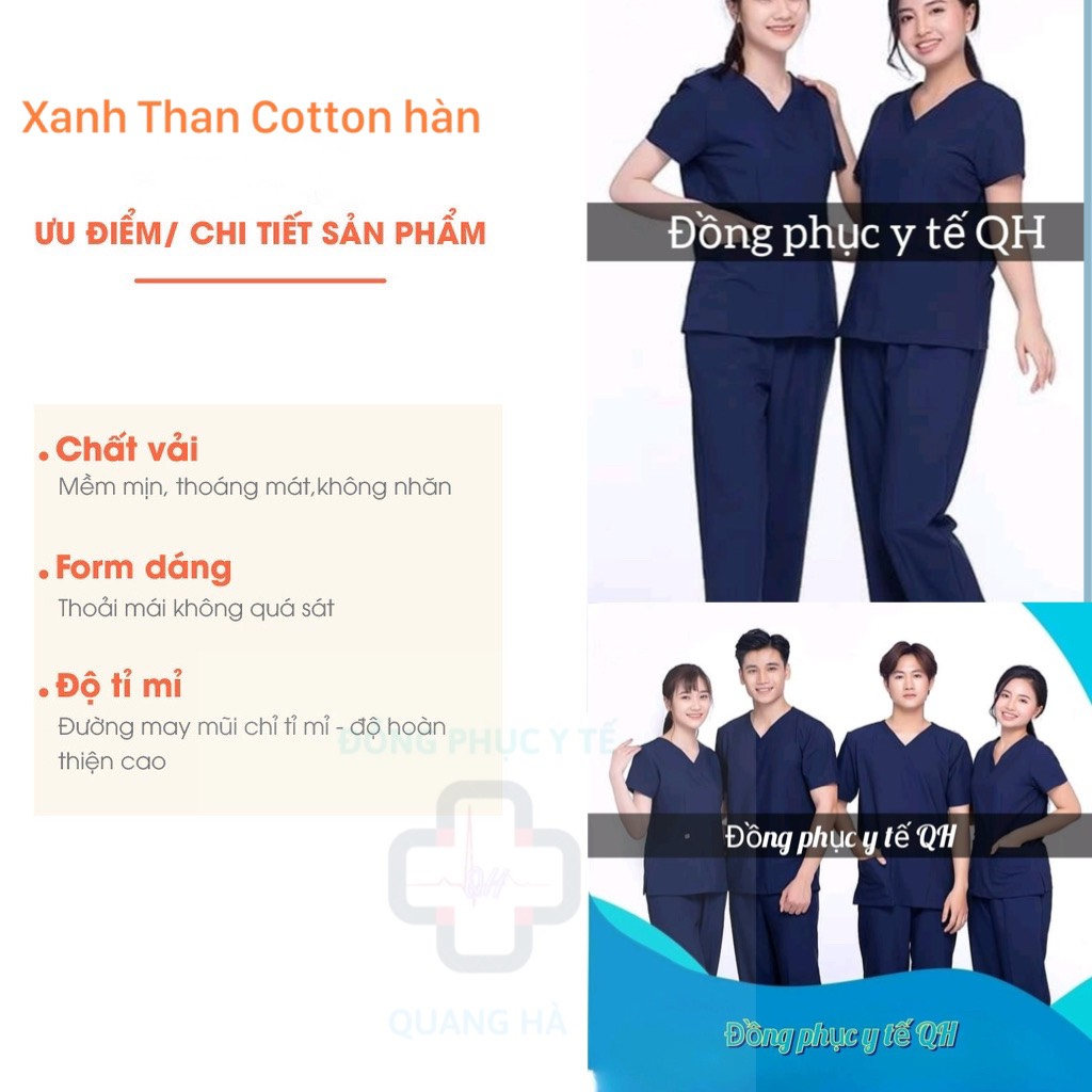 Bộ Scrubs - Màu Xanh - Than bác sĩ, blouse cổ tim, đồng phục điều dưỡng, spa, thẩm mỹ viện, dược sĩ .