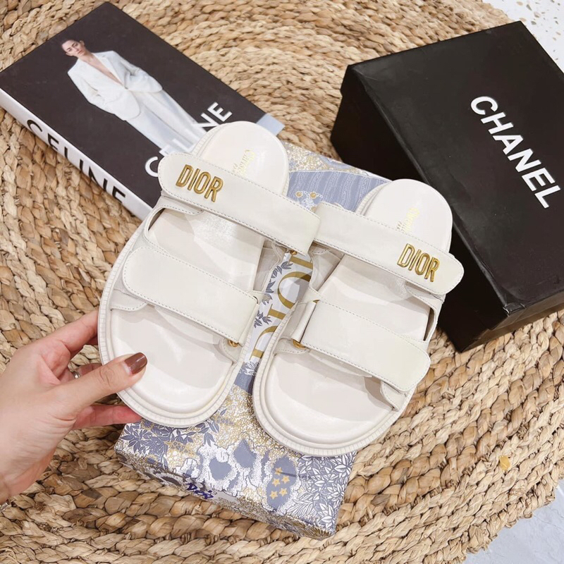 Sandal Nữ, Dép quai ngang dio hàng quảng châu fullbox bill túi giấy