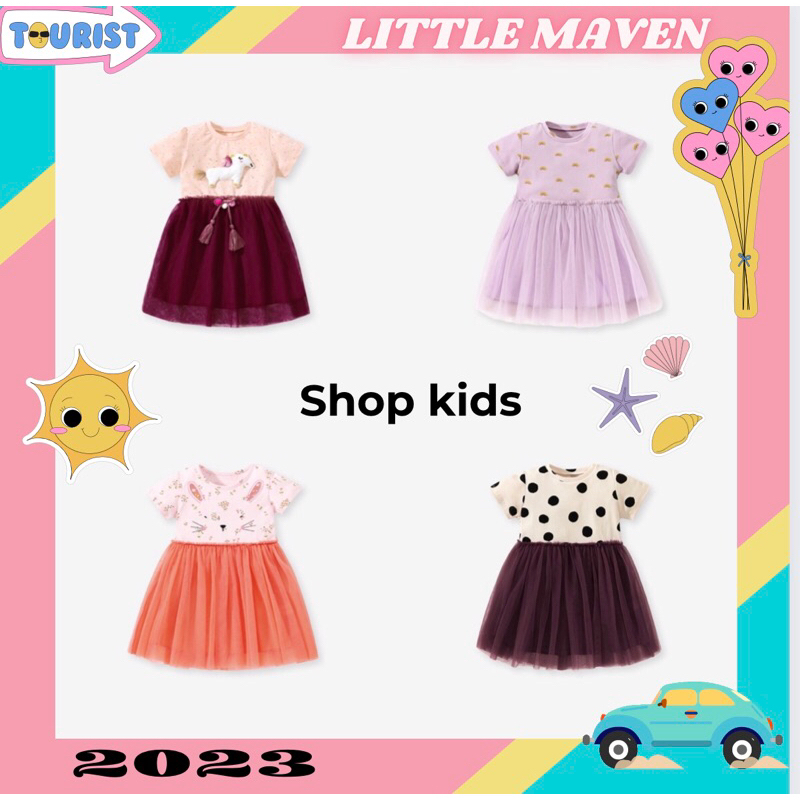 Váy hè bé gái váy cotton Little Maven