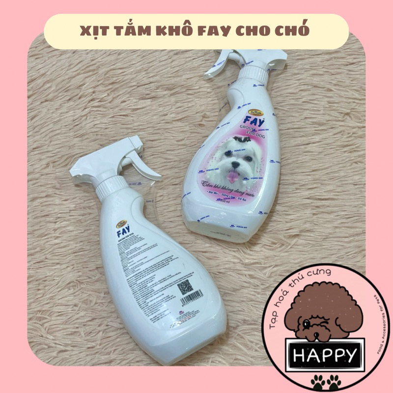 HOẢ TỐC | Xịt tắm khô khử mùi FAY cho chó 350ml / FAY Groom for dog xịt làm sạch cho cún - Tạp Hóa Thú Cưng Happy