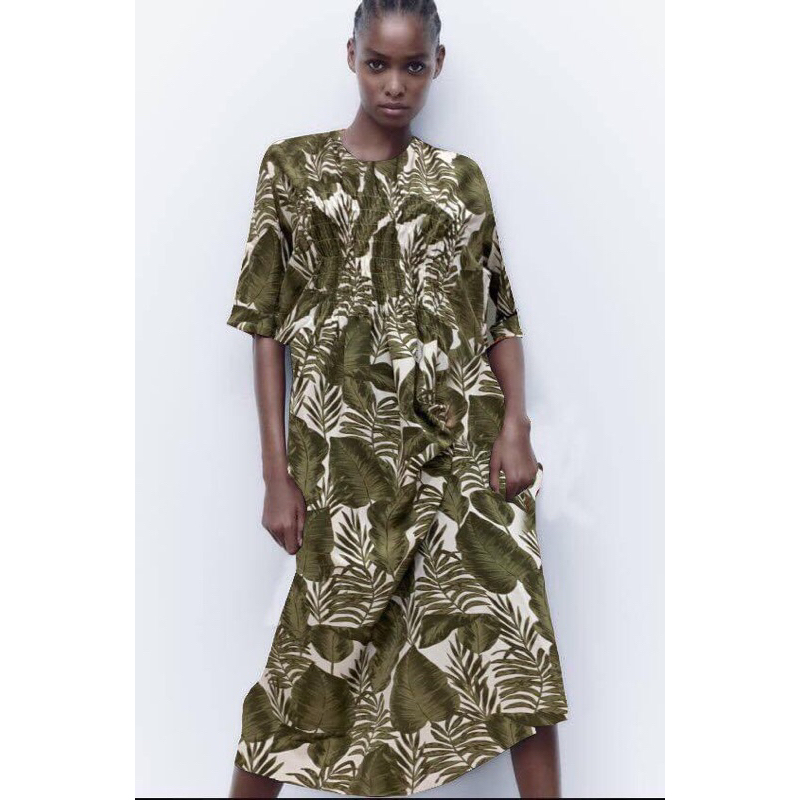 Đầm midi smock Zara size S