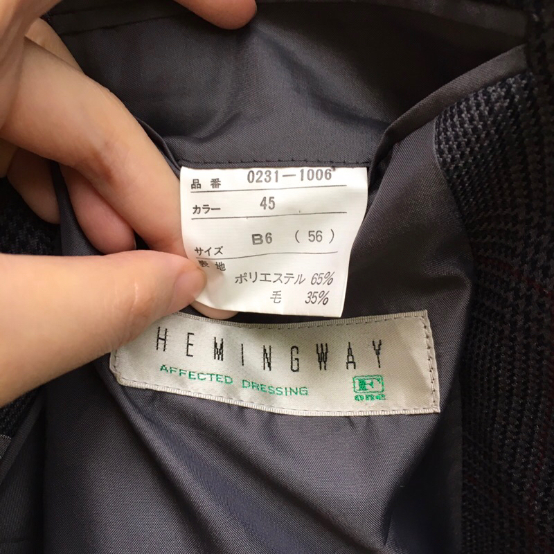 Khoác vest dạ kẻ Hemingway men’s dark grey check sport coat