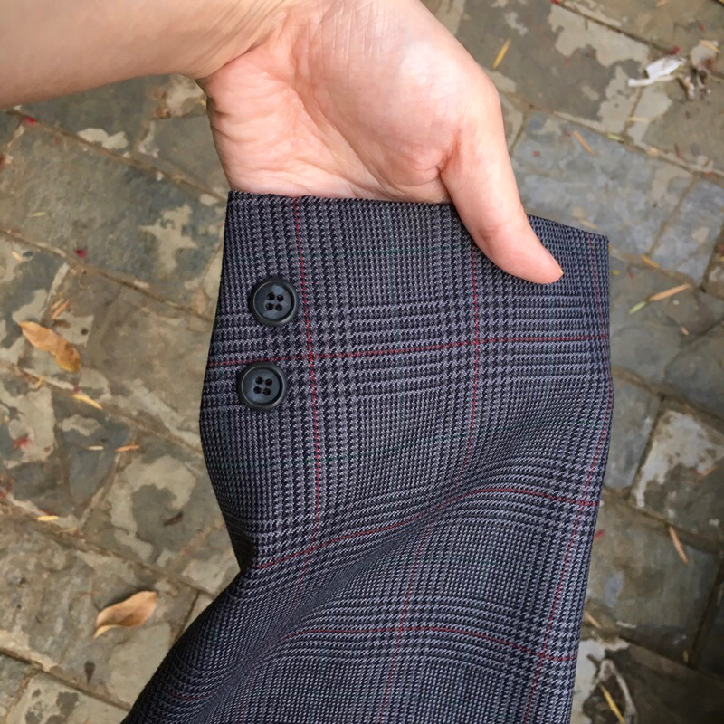 Khoác vest dạ kẻ Hemingway men’s dark grey check sport coat