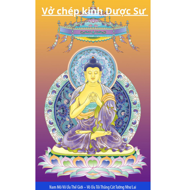 Vở chép kinh Dược Sư gáy lò xo có in chữ mờ để tô