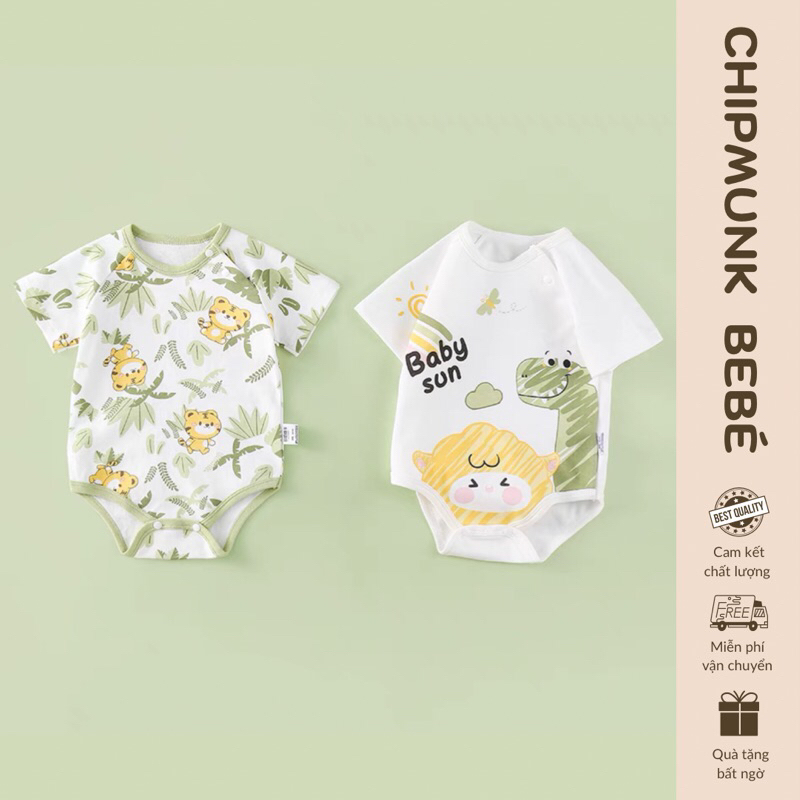 Bộ body chip cho bé 0-2 tuổi cộc tay sơ sinh thoáng mát hoạt hình bộ liền thân cho bé trai bé gái mùa hè thu