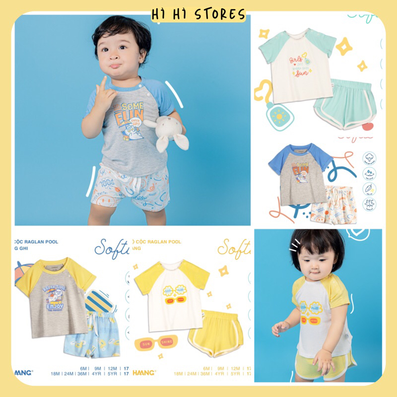 Chaang bộ cộc raglan cotton cho bé SS23 hihistores