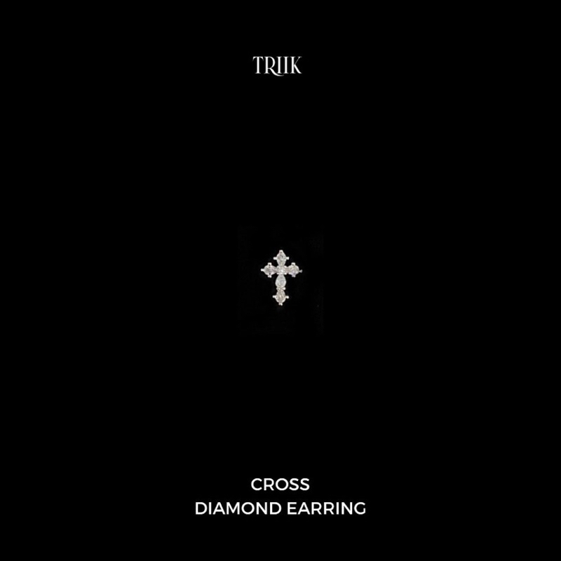Khuyên tai đá - Cross Diamond Earring 07 ( giá 1 chiếc )