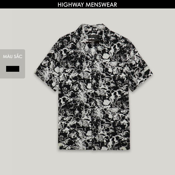 Áo sơ mi ngắn tay nam họa tiết Highway (Menswear) Grayscale