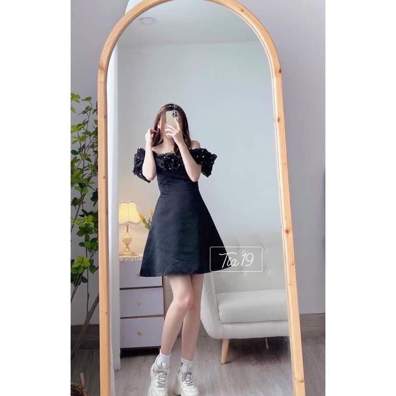 Váy trễ vai bèo đính Ngọc HT12