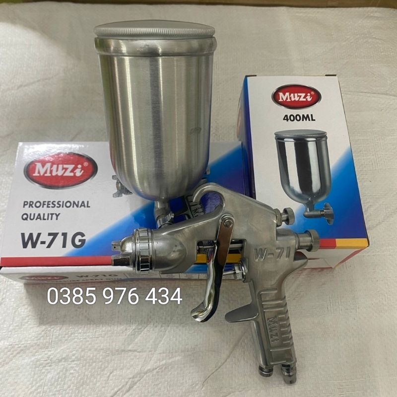 Phun sơn W71 muzi cao cấp dùng hơi bình trên 400ml , lỗ phun 1.3