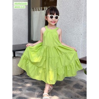Váy bé gái, váy maxi cổ yếm 10-30kg
