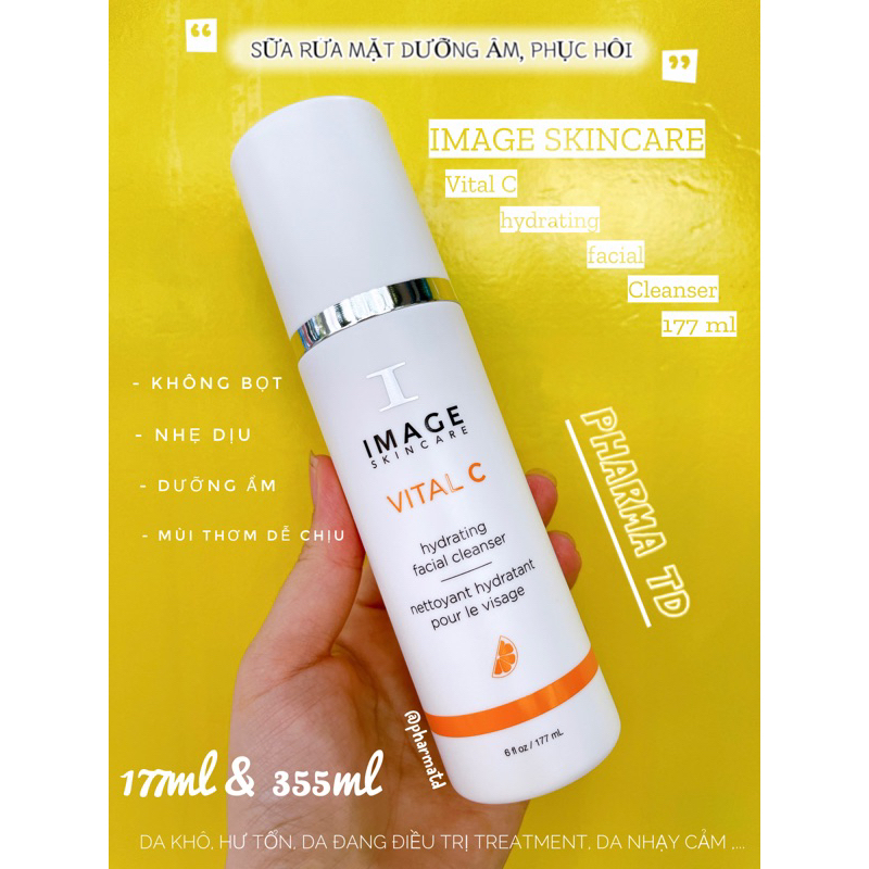 Sữa rửa mặt dưỡng ẩm, phục hồi Image Skincare Vital C hydrating facial cleanser | 177ml & 355ml