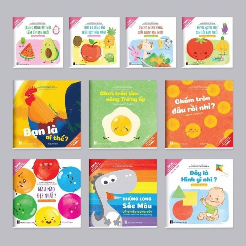 Sách Ehon -Combo 10 cuốn Song ngữ Việt Anh Cho Bé từ 0-6 tuổi (bộ 10 cuốn có file nghe) KN Book