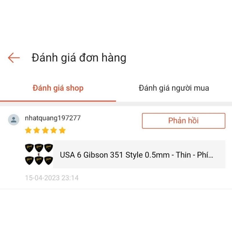 USA 6 Gibson 351 Style 0.5mm - Thin - Phím, pick, móng gảy chuyên cho đàn Guitar