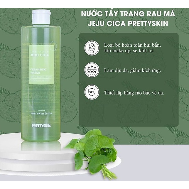 Nước Tẩy Trang Rau Má Prettyskin The Pure Jeju Cica Cleasing Water 500ml