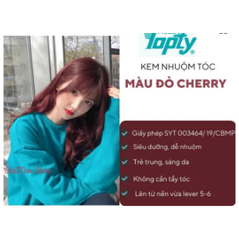 Kem Nhuộm Tóc THẢO DƯỢC màu ĐỎ CHERRY TOPTY 7/45 - KHÔNG CẦN TẨY TÓC - LÊN MÀU CHUẨN - SIÊU BÓNG MƯỢT - DỄ NHUỘM