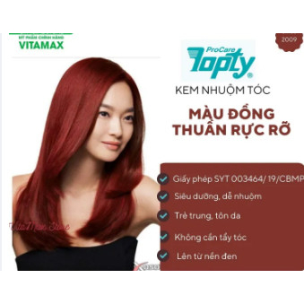 Kem Nhuộm Tóc THẢO DƯỢC màu ĐỒNG THUẦN RỰC RỠ TOPTY 8/43 - KHÔNG CẦN TẨY TÓC - LÊN MÀU CHUẨN - SIÊU BÓNG MƯỢT - DỄ NHUỘM