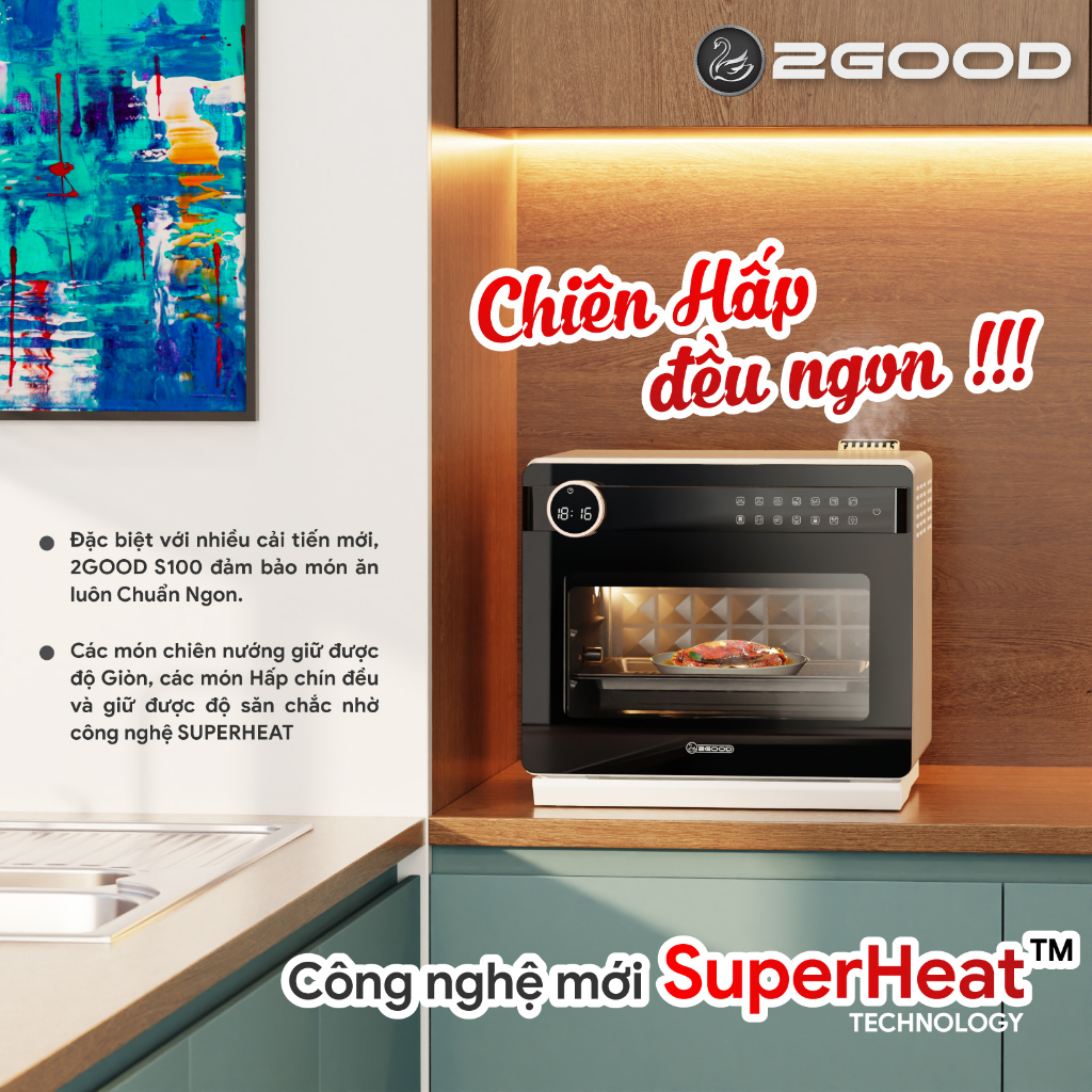 Nồi chiên không dầu kèm hấp 2GOOD S100 - Hàng chính hãng