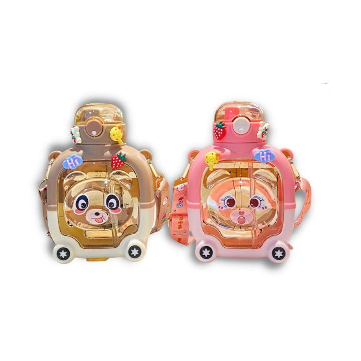 Bình đựng nước gấu 1000ml siêu đẹp kèm dây đeo dễ thương, mẫu mới nhất có ống hút tiện dụng, an toàn, bền đẹp