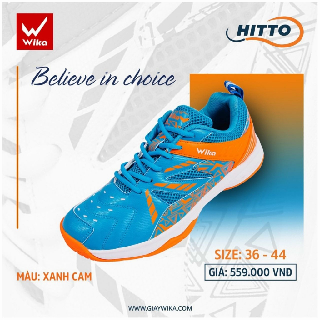 Giày cầu lông, giày bóng chuyền bóng bàn Wika Hitto chính hãng tặng tất dệt kim