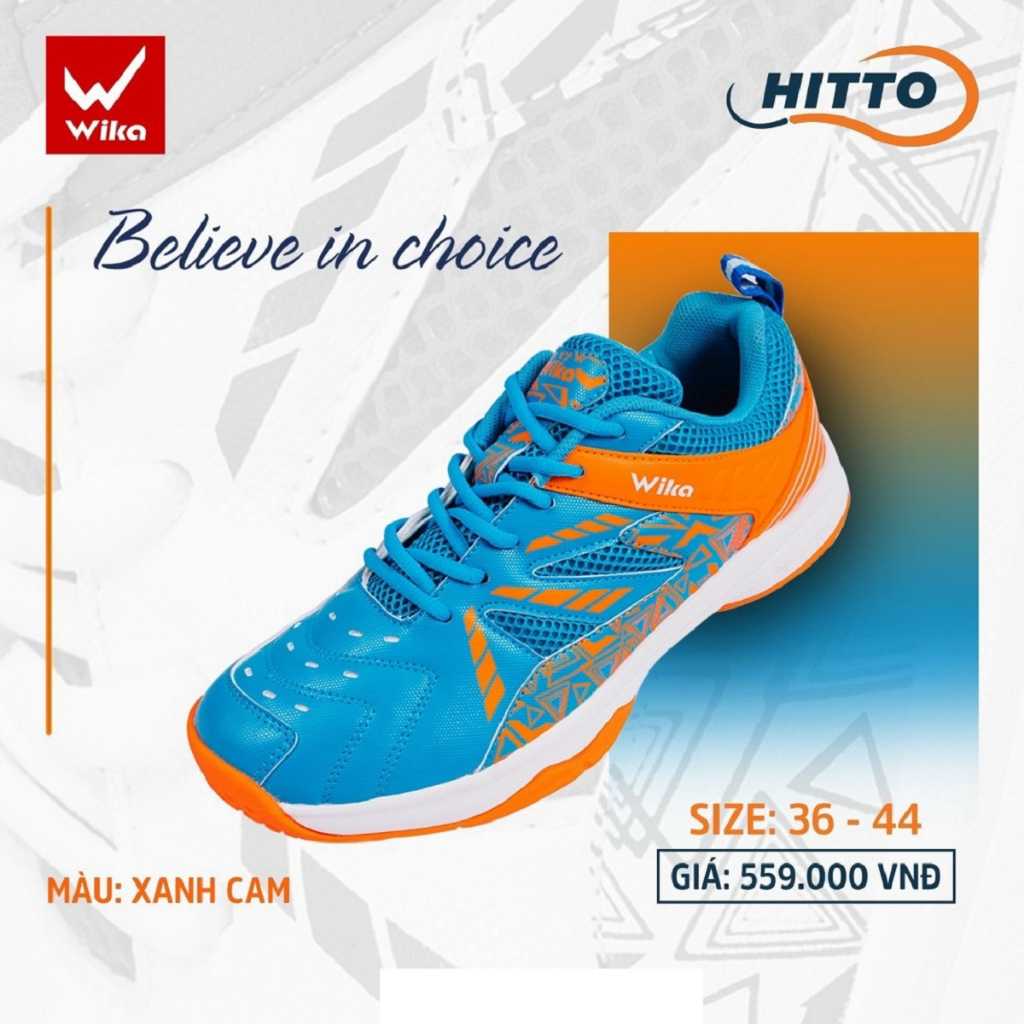 Giày cầu lông, giày bóng chuyền bóng bàn Wika Hitto chính hãng tặng tất dệt kim