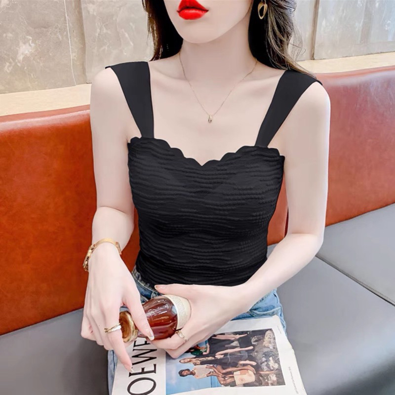 Áo bra 2 dây áo croptop có mút ngực mẫu mới 2023