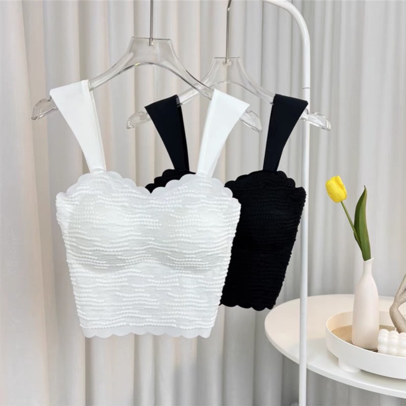 Áo bra 2 dây áo croptop có mút ngực mẫu mới 2023