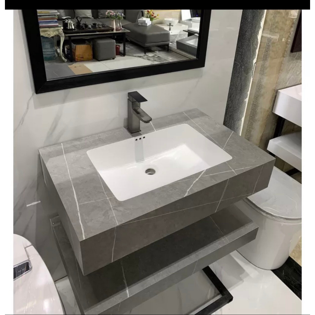 Bộ bàn đá hai tầng và chậu rửa lavabo tràn viền mẫu mới 2023🌹