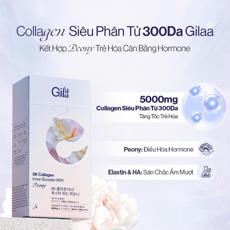 [Tặng 10 COLLAGEN]Combo 2 Hộp Nước Uống Collagen Gilaa Siêu Phân Tử 300DA (20g X 30 Gói)