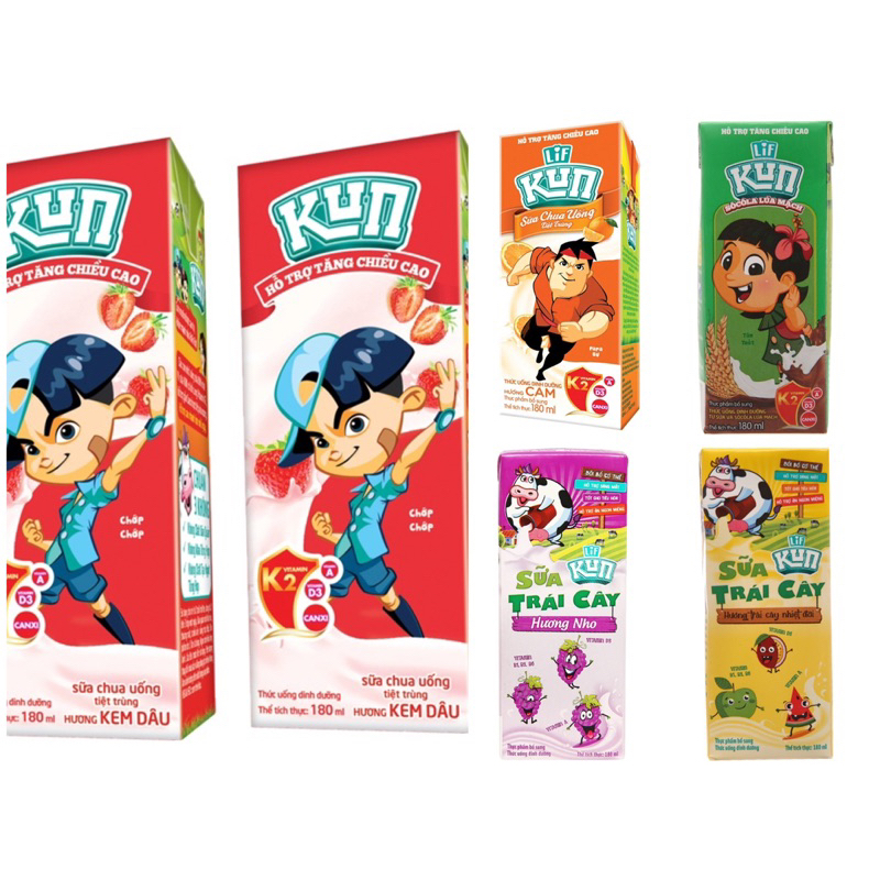 Sữa Kun Trái Cây Thùng 48 hộp 180ml
