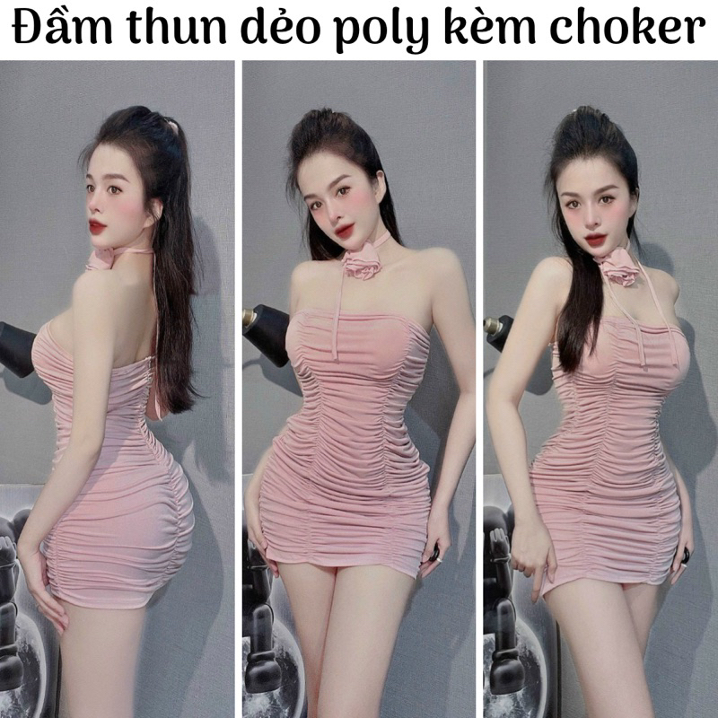 [FREESHIP] Đầm tua rua con mực cúp ngực chất lụa dẻo dày dặn phối chất voan kiếng hai màu hot hit